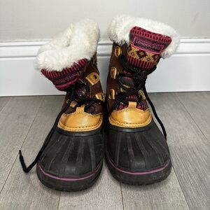 Kids Girls London Fog Fuax Fur Warm Outdoor Winter Lace Up Snow Boots Size 3